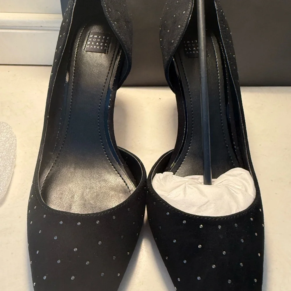 White House Black Market Black Glitter Heels - Picture 4 of 9